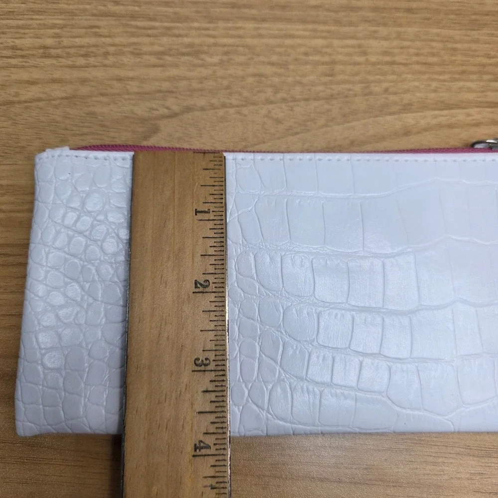 Estee Lauder & Lancome Cosmetic Bag Set Womens Pink White Purple Patent Croc 3pc